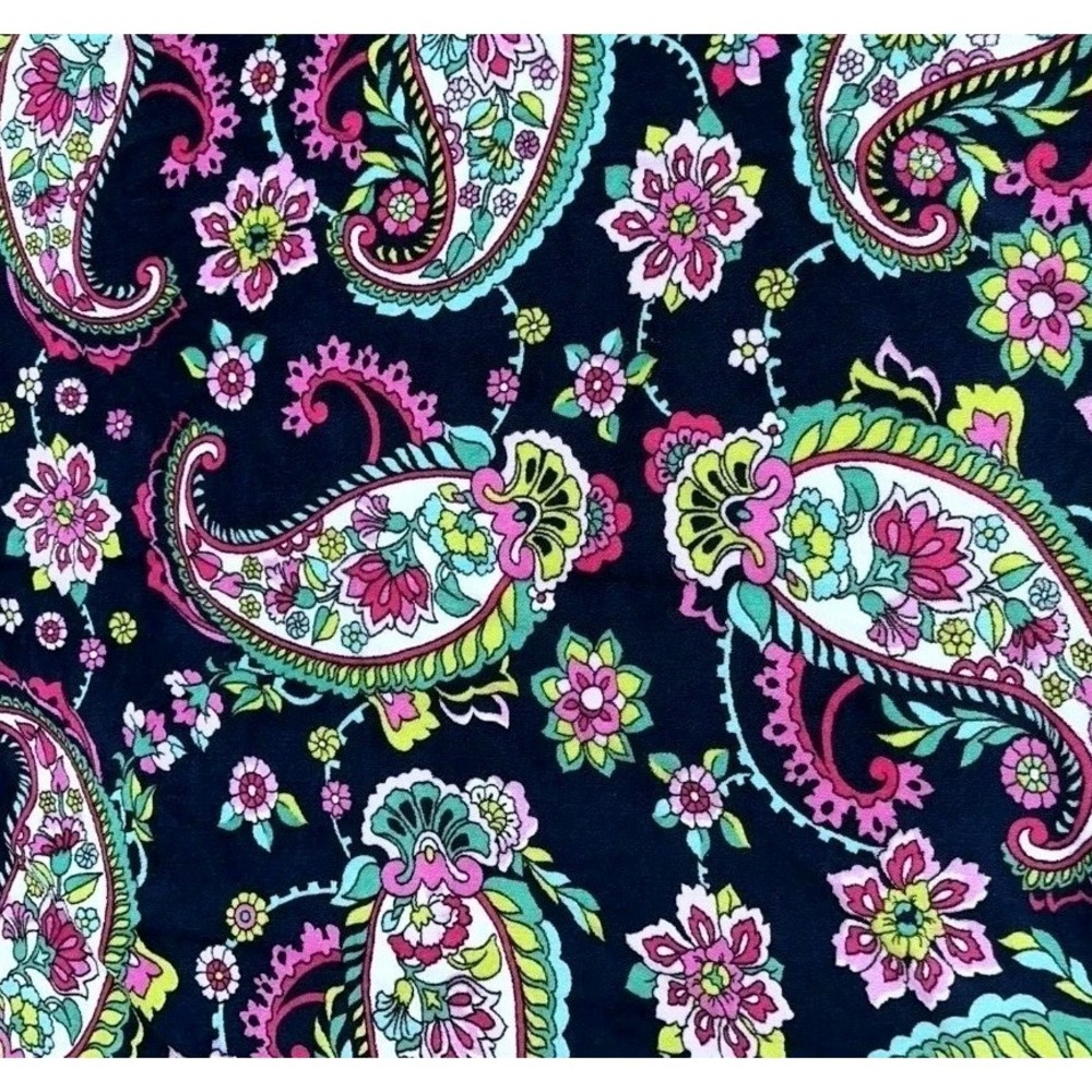 Vera Bradley Petal Paisley Fleece Throw Blanket Navy Pink Floral 80x50